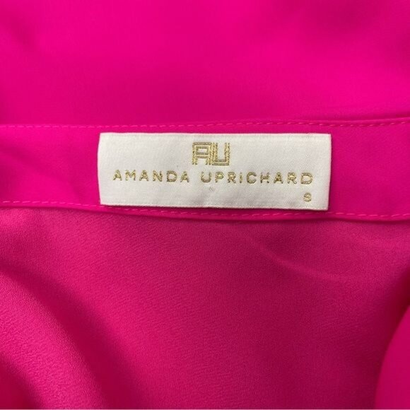 Amanda Uprichard pink fuchsia ruffle top one shoulder mini dress tunic S - Picture 13 of 14